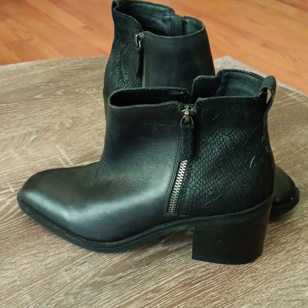 Black leather booties